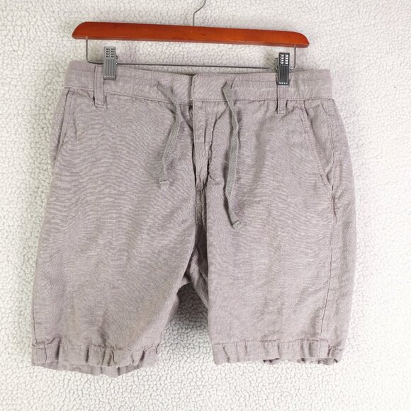 Public Beach Shorts Mens Small Gray Linen Cotton Drawstring Chino Preppy - Picture 1 of 10